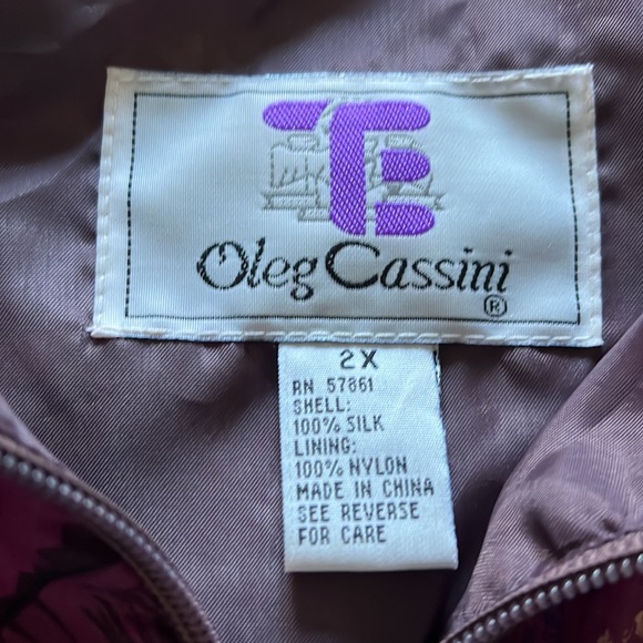 Vintage Oleg Cassini bedazzled silk Jacket 2X - Picture 7 of 13